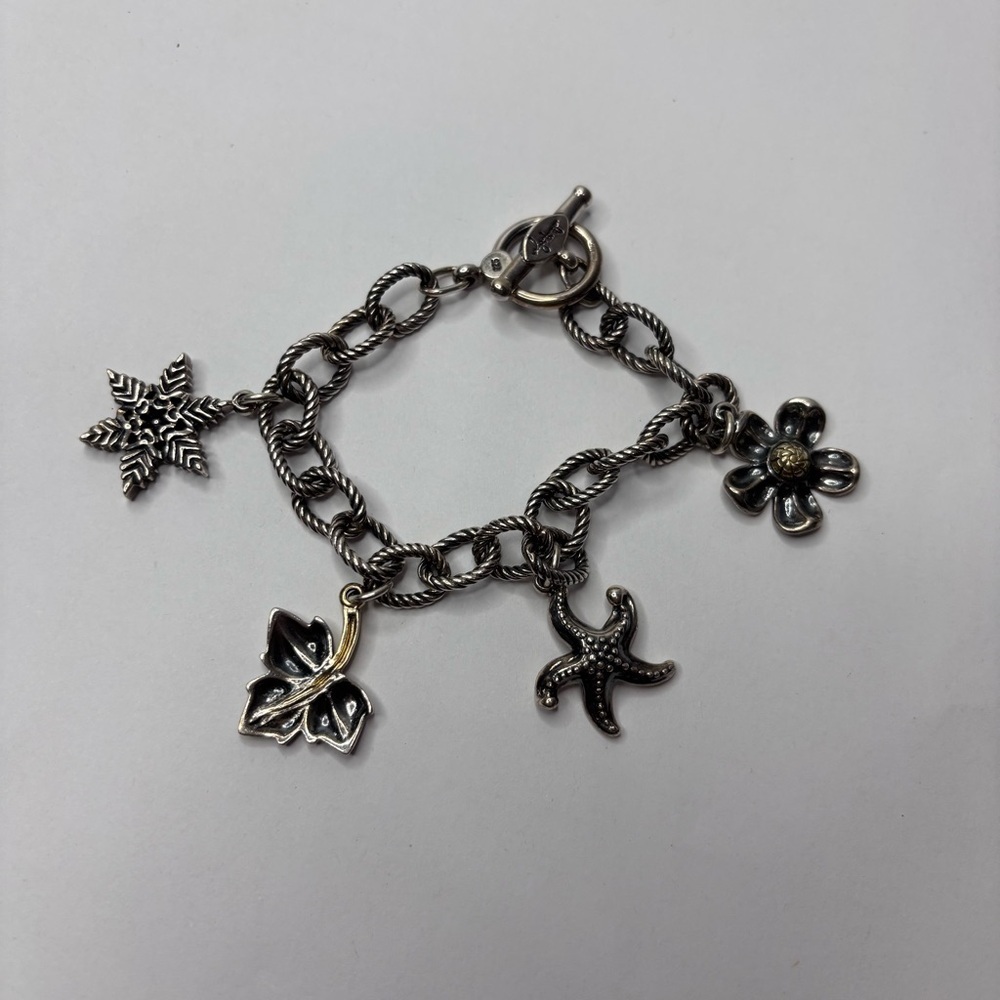 Price is firm ANN KING 18K Gold & Sterling Silver Four Seasons Charm Bracelet
